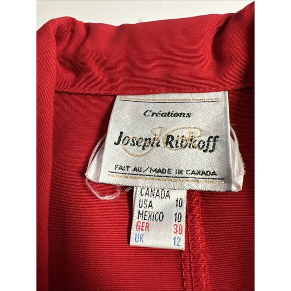 Vintage Red Gold Joseph Ribkoff Skirt and Jacket Suit Set Size 10 - Picture 7 of 14